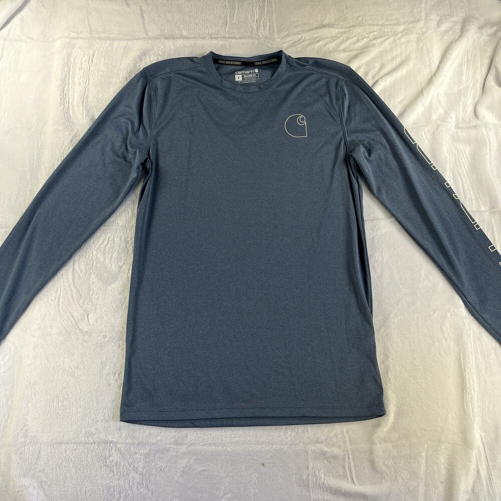 Carhartt Womens S Blue Force Sun Defender Long Sleeve Shirt Relaxed Fit UPF 50